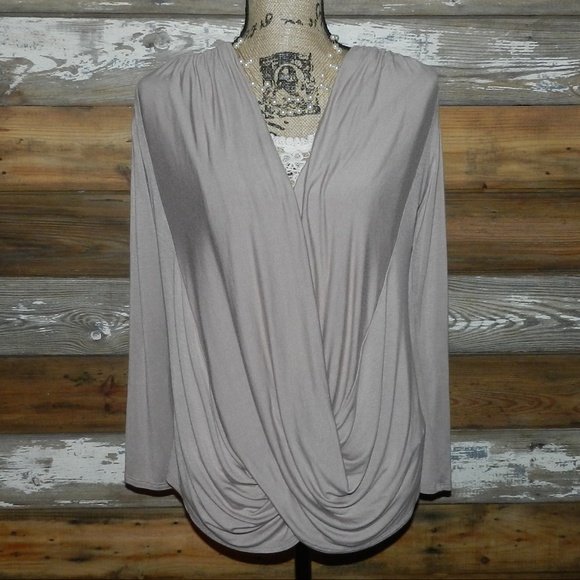 Tops - *NWT* Taupe Criss Cross Draped Top
